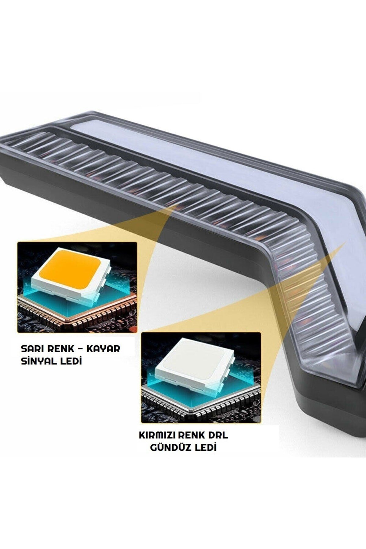 Sarı-kırmızı Renk Motosiklet Sinyal Ledi Takımı Kayar Drl Sinyal Işığı Uyumlu