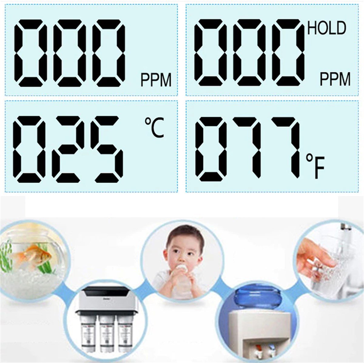TDS Metre Su Kalite Test Ölçüm Cihazı Saflık Ölçer Pil + Kılıf