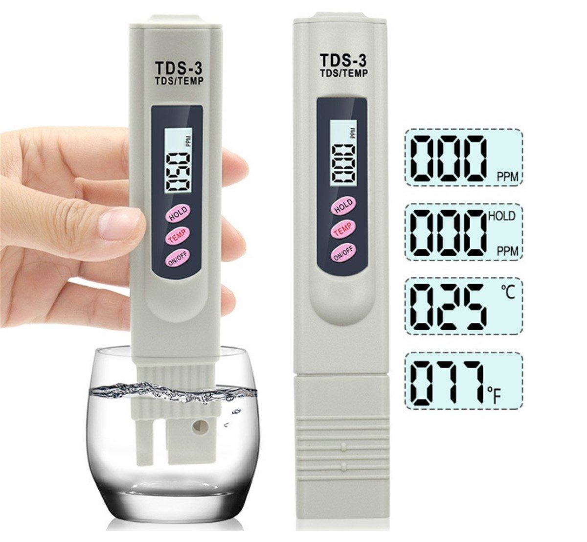 TDS Metre Su Kalite Test Ölçüm Cihazı Saflık Ölçer Pil + Kılıf