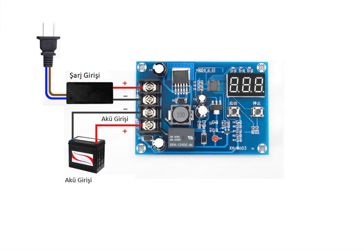 XH-M603 Jel Akü ve Lityum Pil Uyumlu Şarj Kontrol Devresi 12-24V
