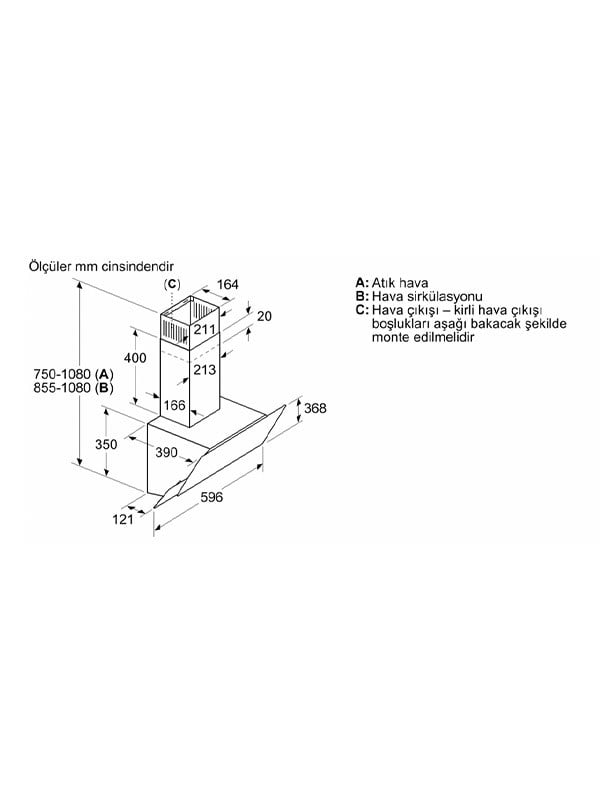 Bosch DWK065G20T 60 cm Cam Davlumbaz Beyaz
