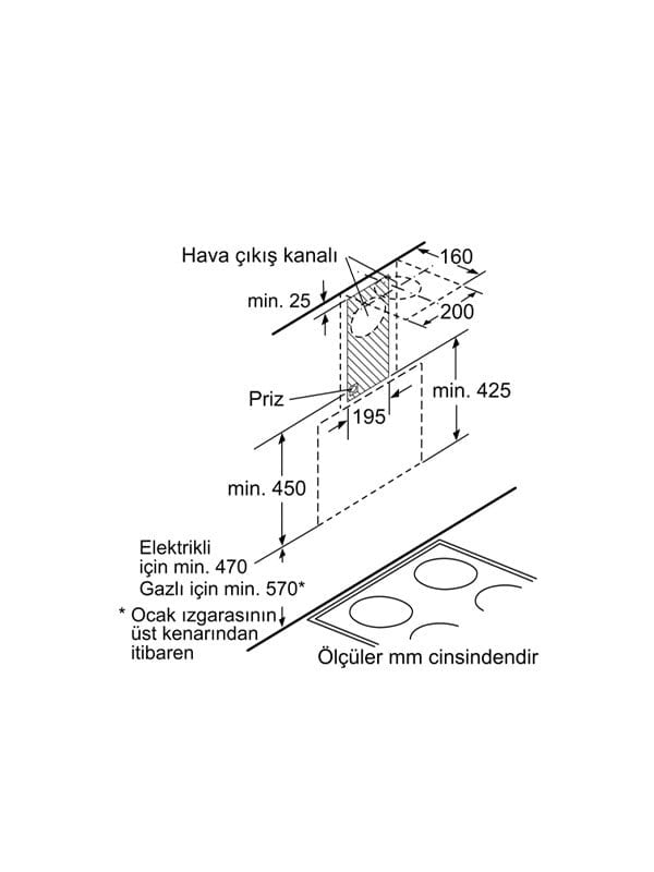Bosch DWK065G60T 60 cm Cam Davlumbaz Siyah
