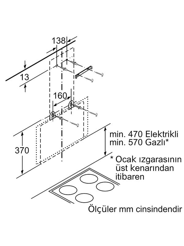 Bosch DWK65AD20R 60 cm Cam Davlumbaz Beyaz