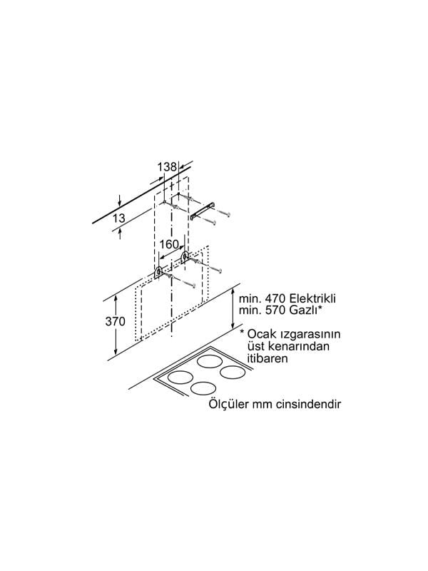 Bosch DWK65AD70R 60 cm Cam Davlumbaz Antrasit Gri 
