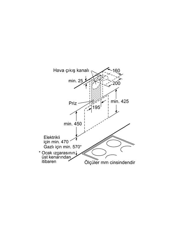 Bosch DWK65AD70R 60 cm Cam Davlumbaz Antrasit Gri 