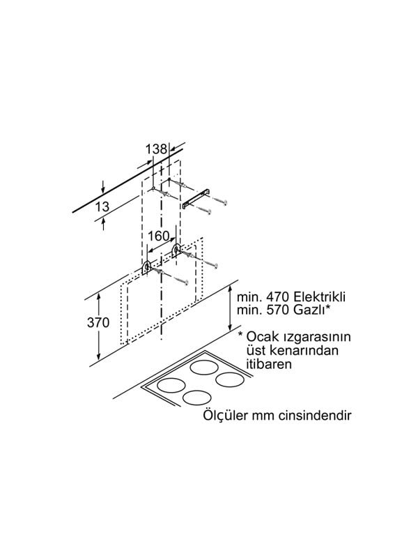 Bosch DWK68AK20T 60 cm Cam Davlumbaz Beyaz