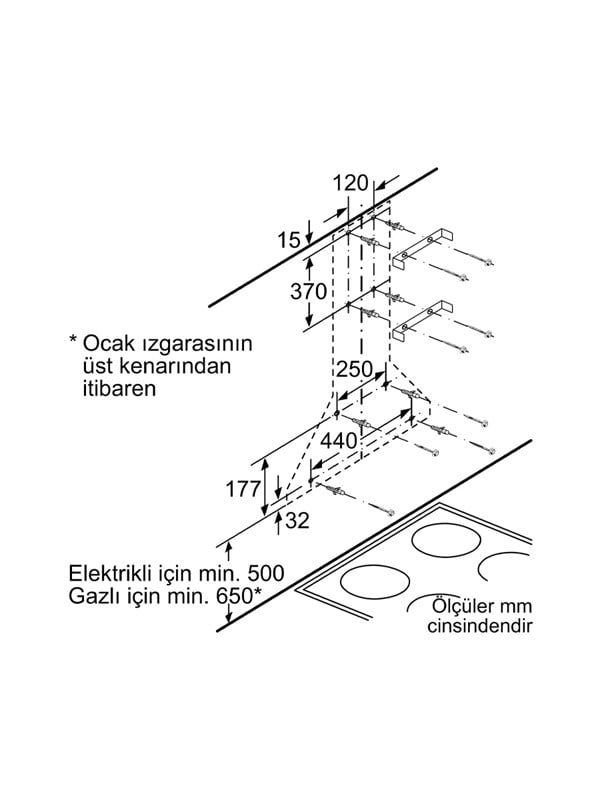 Bosch DWP64CC20T 60 cm Davlumbaz Beyaz