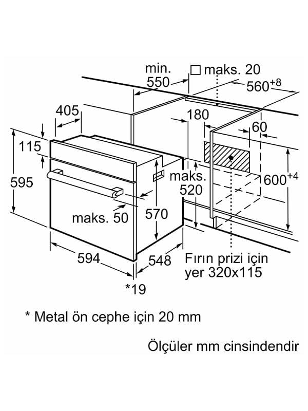Bosch HBF534EH1T Ankastre Fırın Antrasit Gri