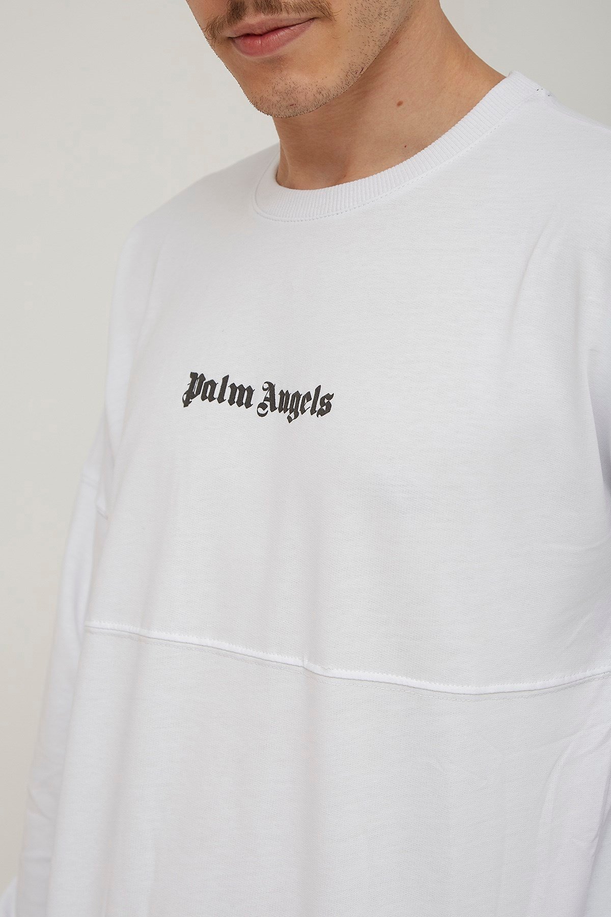 Erkek Beyaz Palm Angels Yazılı Oversize İki İplik Sweat
