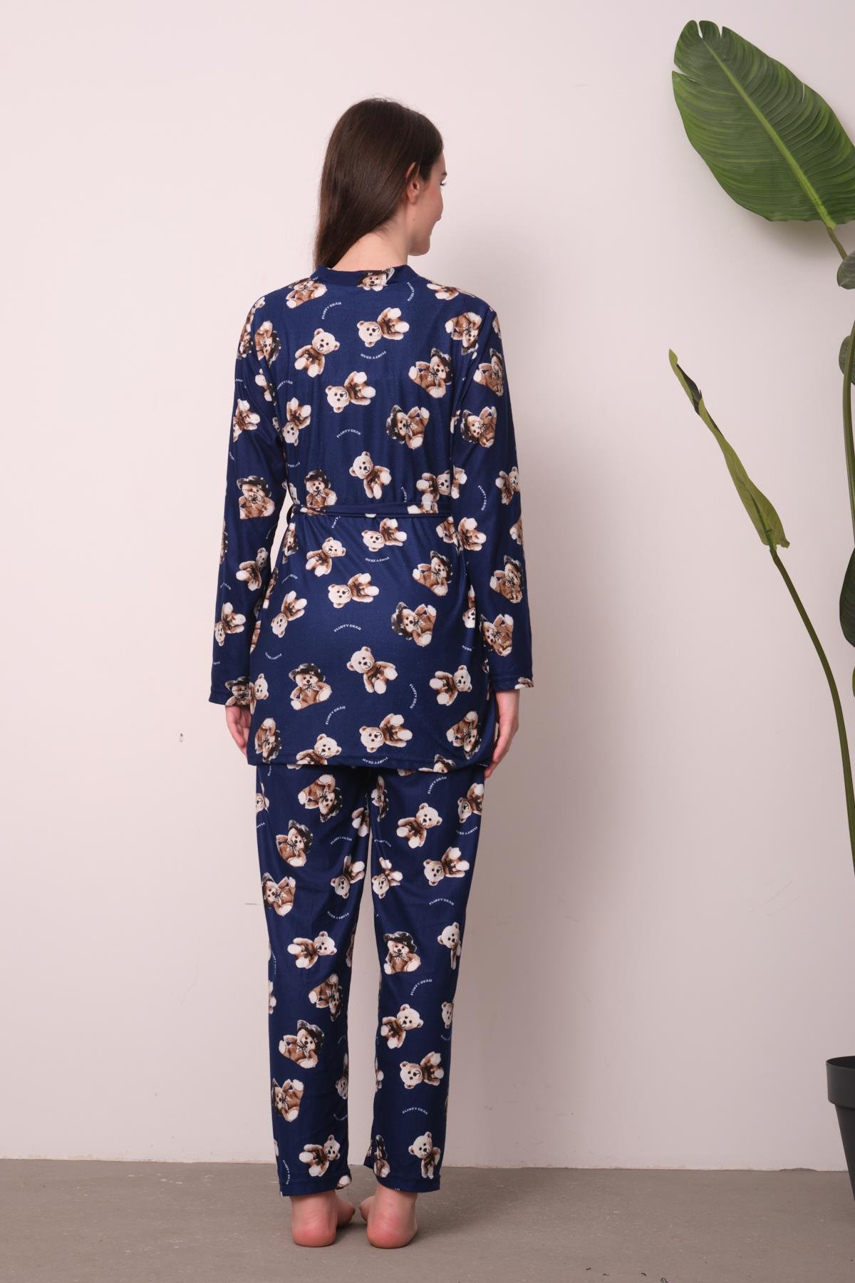 Kadın Lacivert Baskılı Pijama Takımı