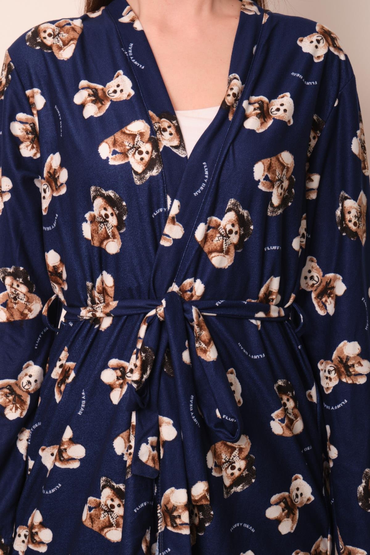 Kadın Lacivert Baskılı Pijama Takımı