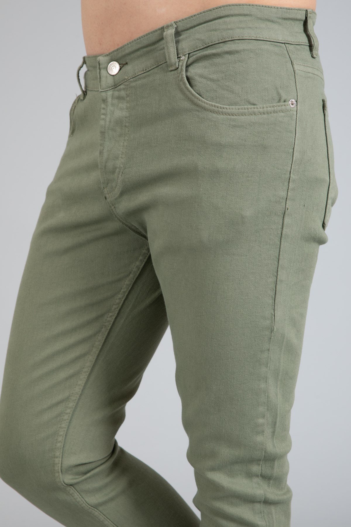 Yeni Sezon Erkek Denim Slim Fit Likralı Kot Jean Pantolon 2165-Yeşil