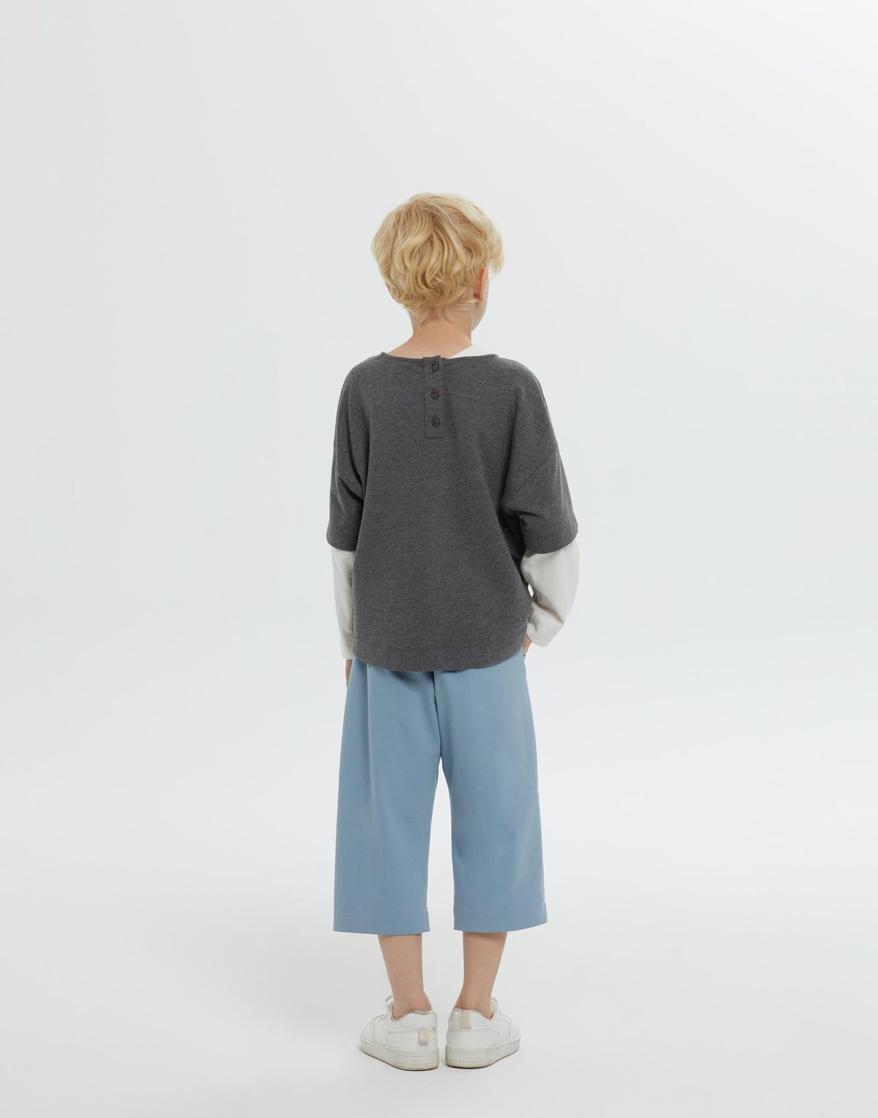 Round Collar Two Tone Anthracite Boys  Sweatshirt - junior, designer dresses, bachelorette, party dresses and graduation dresses.