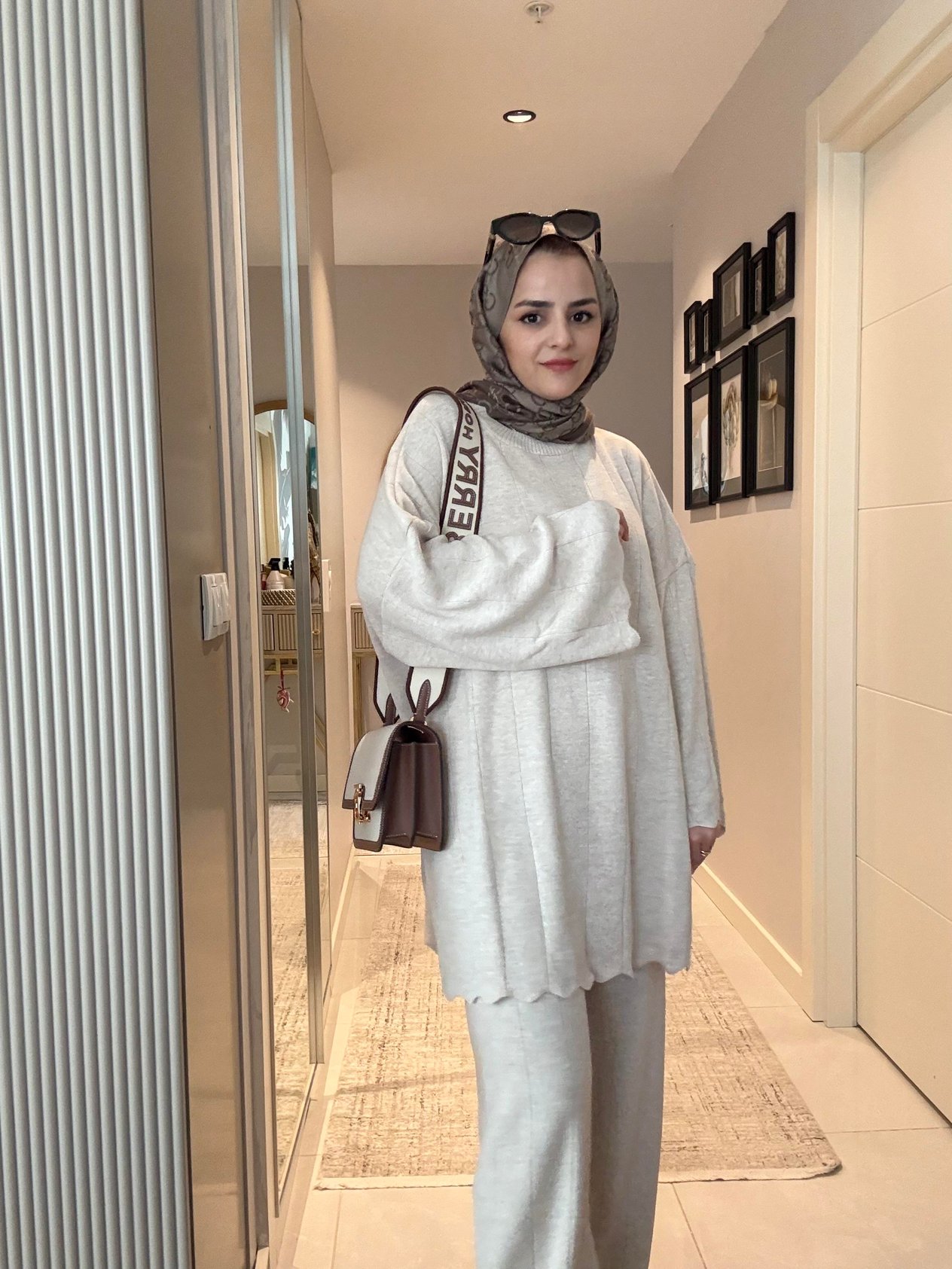 Fitilli Kolyeli Günlük Triko İkili Takım Bej