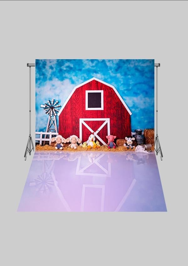 Çiftlik ve Çiftçi Temalı Çocuk Kumaş Fotoğraf Fonu( 2X2,5 MT)
