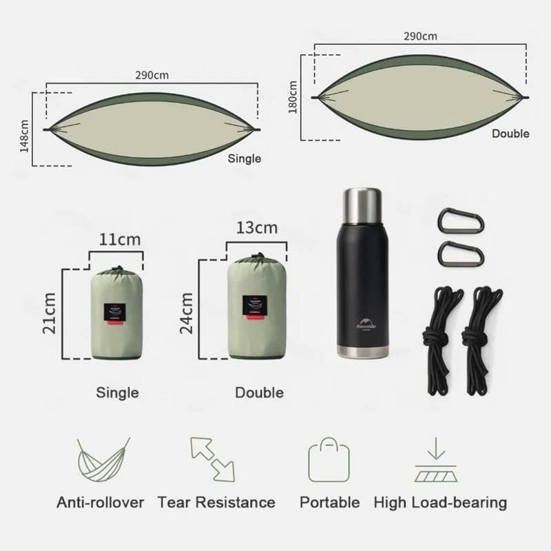 Naturehike Ultralight Swing Tek Kişilik Hamak |340T Pongee| TURUNCU