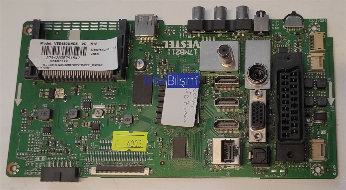 17MB211, 23430075,100417P3, VES480UNDS-2D-N12, 23407779, 23279749, VESTEL 48FD7300, ANAKART, MAINBOARD