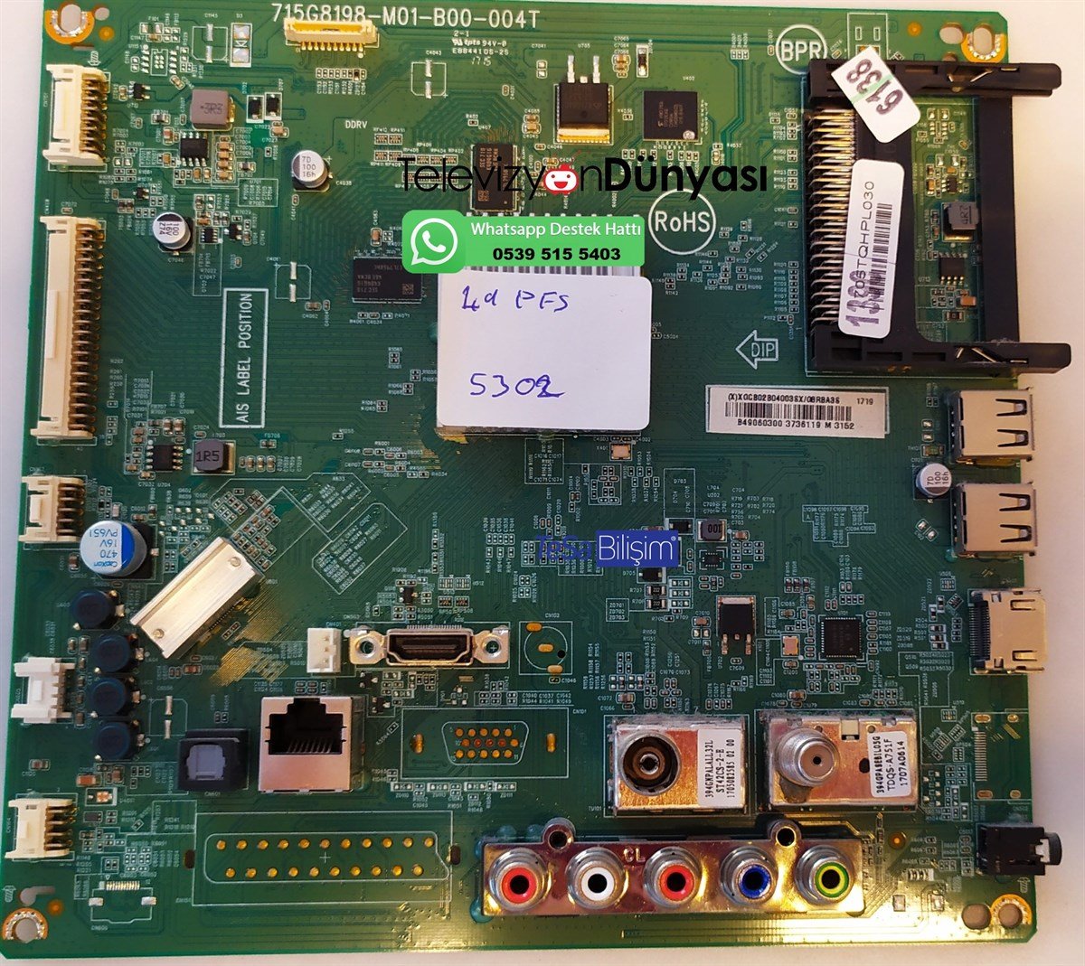 PHILIPS 49PFS5302/12 ANAKART, 715G8198-M01-B00-004T, 705TQHPL030, XGGB02B04003SX 