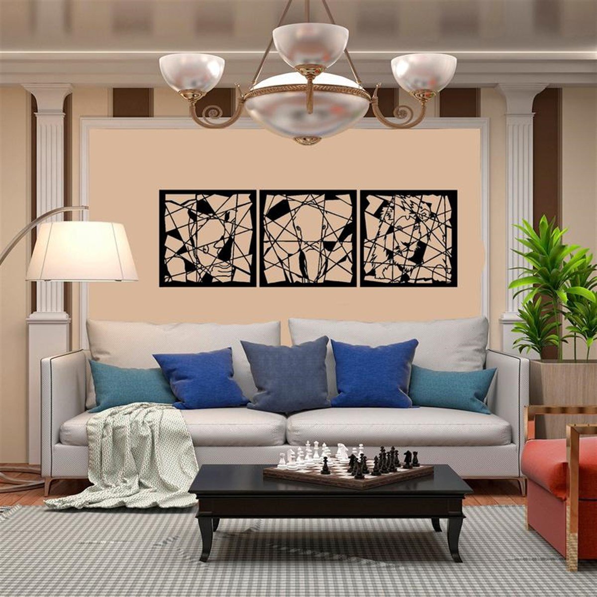 3 Piéces Animaux Décoration Murale Metallique