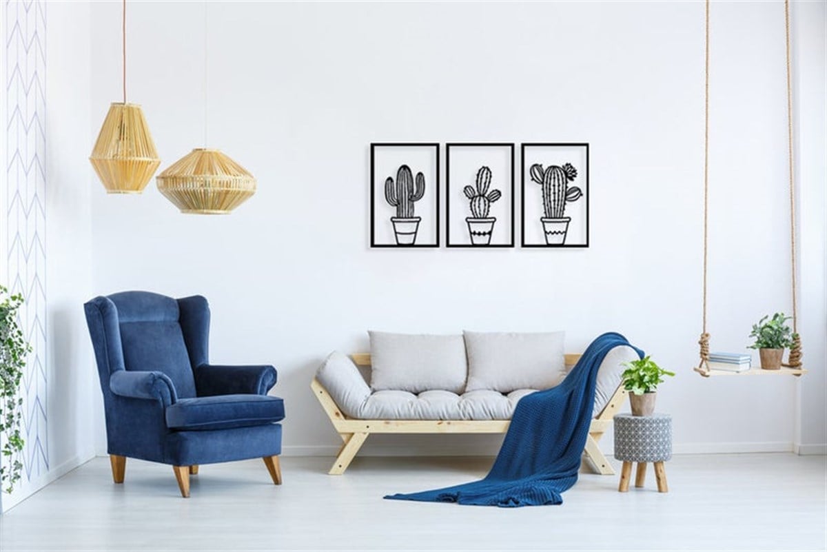3 Piéces Cactus 2 Décoration Murale Metallique