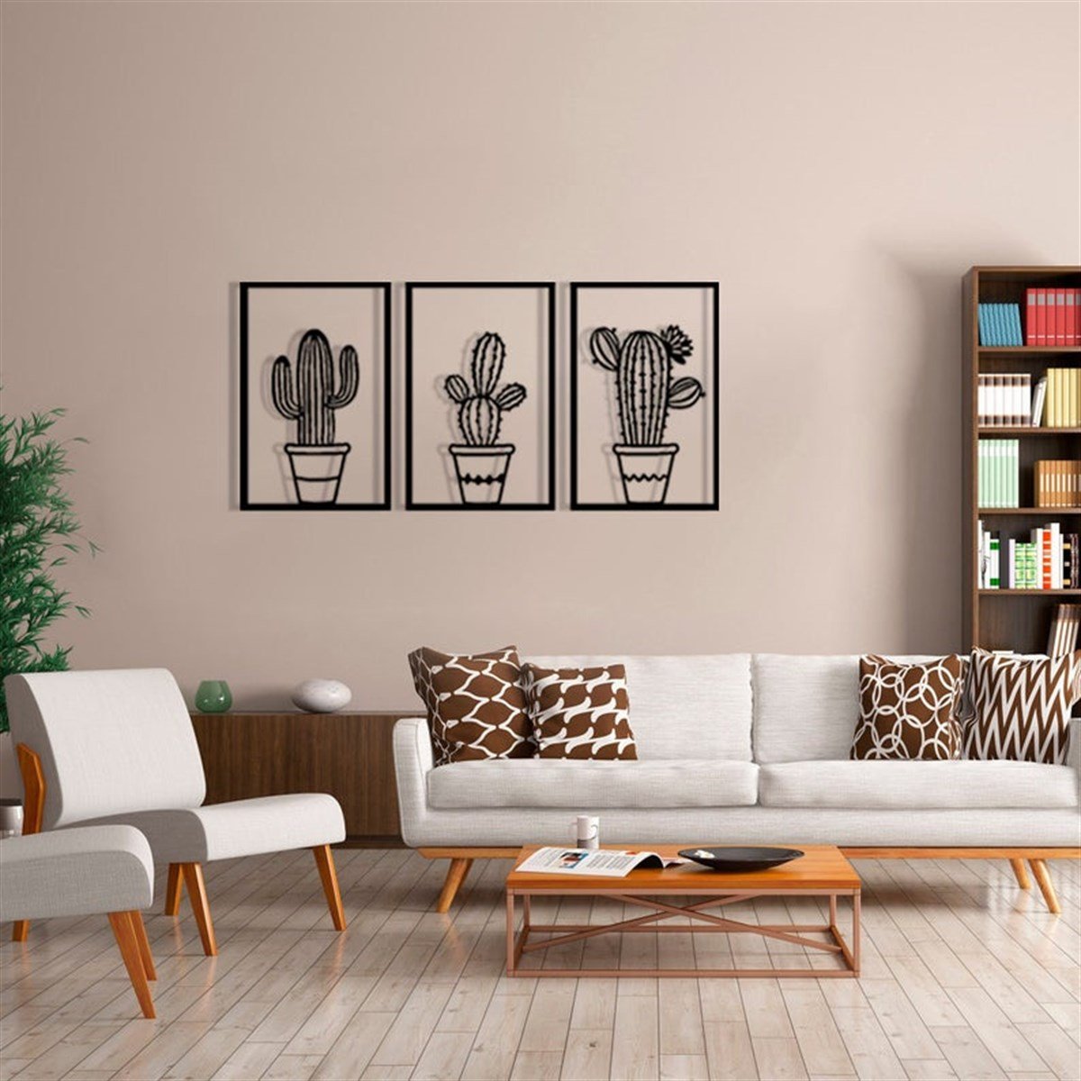 3 Piéces Cactus 2 Décoration Murale Metallique