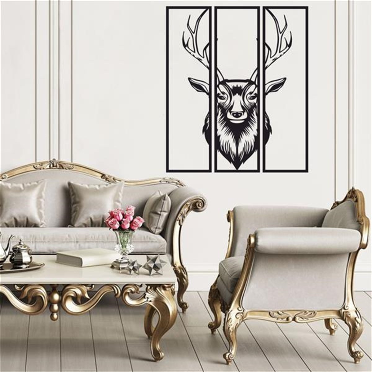 3 Piéces Deer Décoration Murale en Métal
