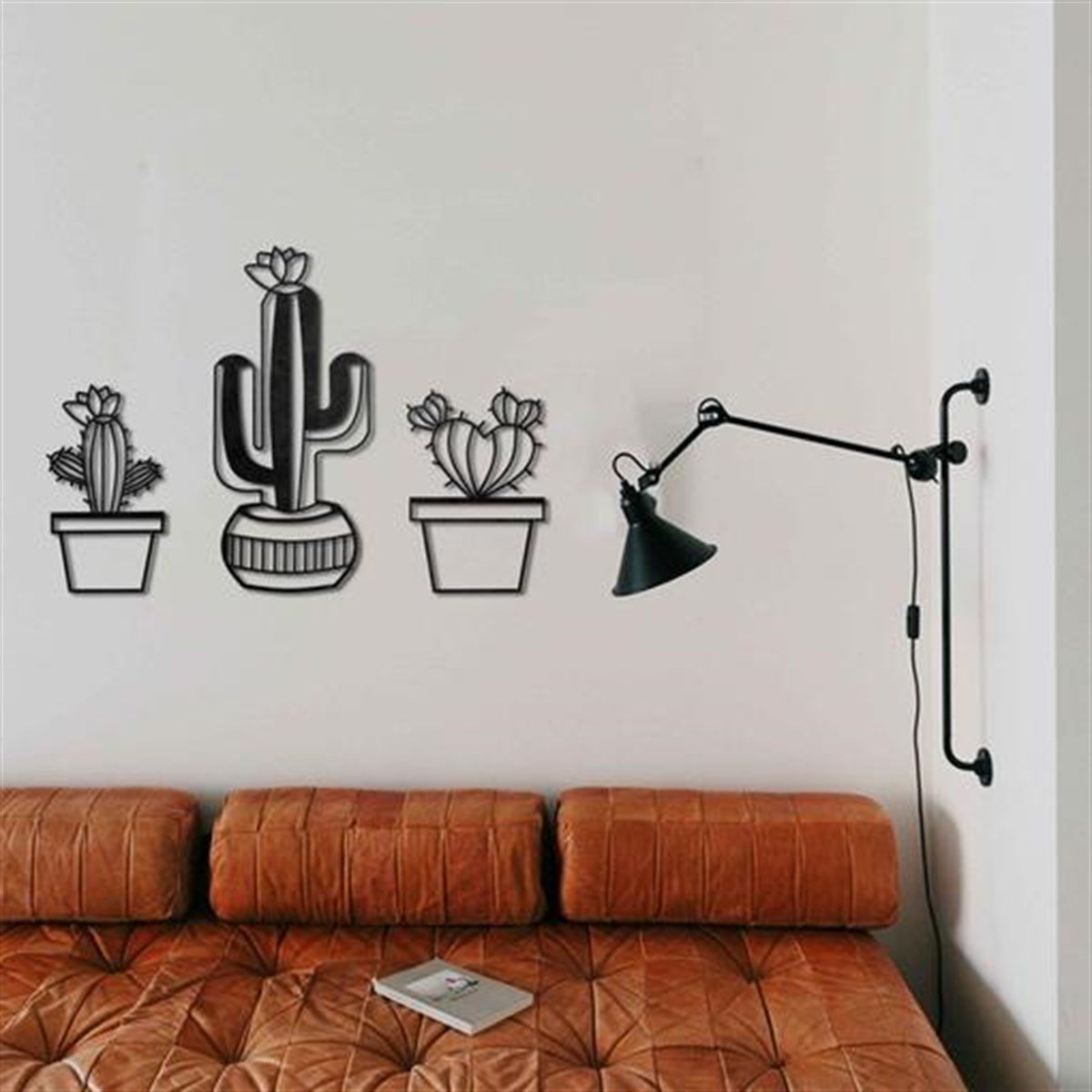 3 Pieces Cactüs Décoration Murale en Métal