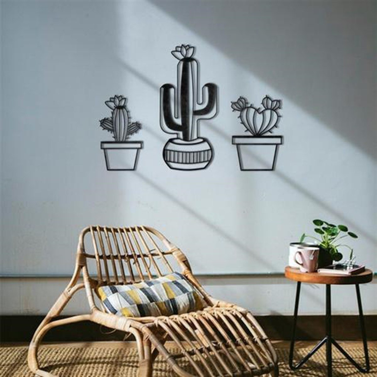 3 Pieces Cactüs Décoration Murale en Métal