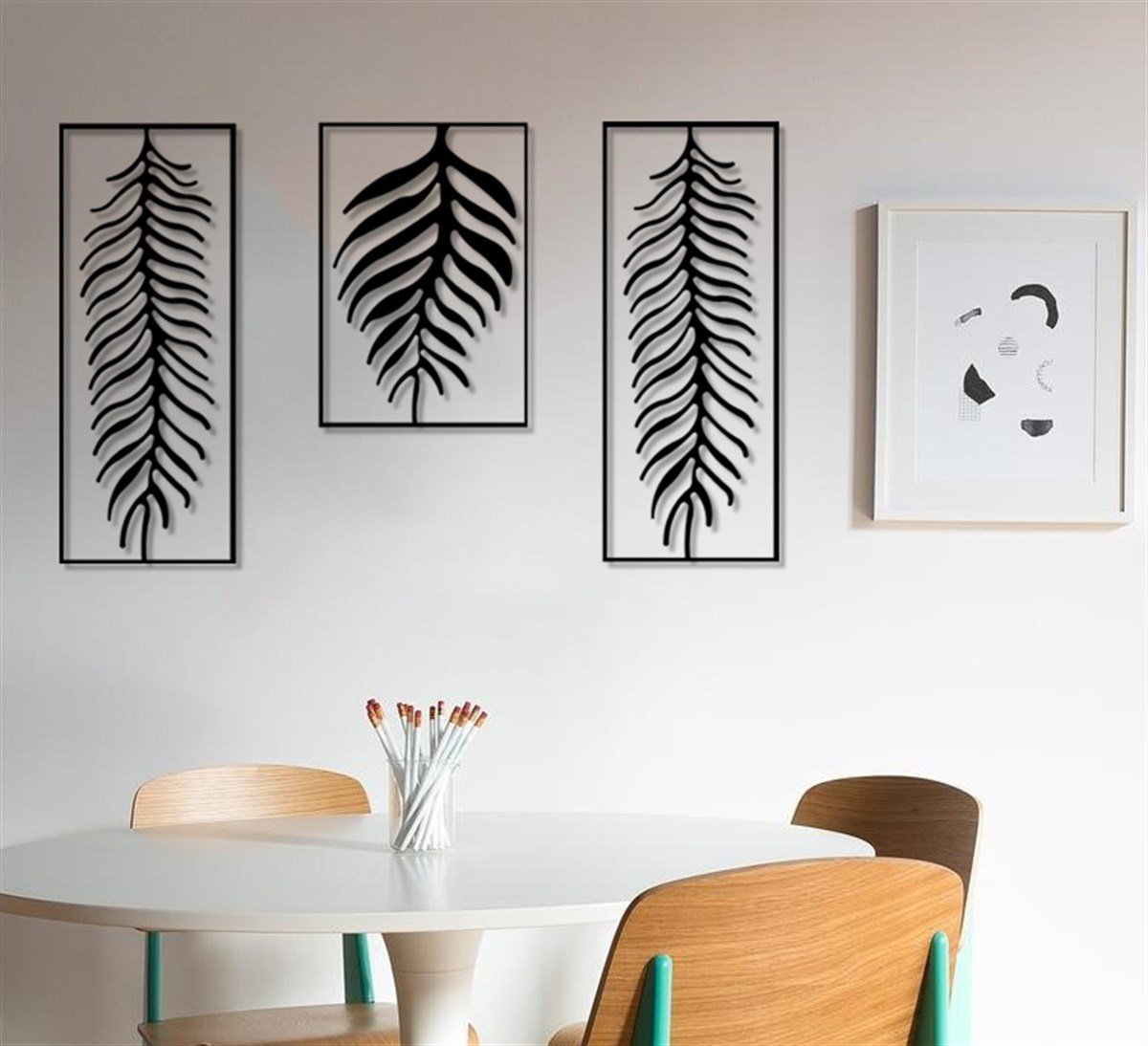 3 Pieces Leaf Décoration Murale en Métal