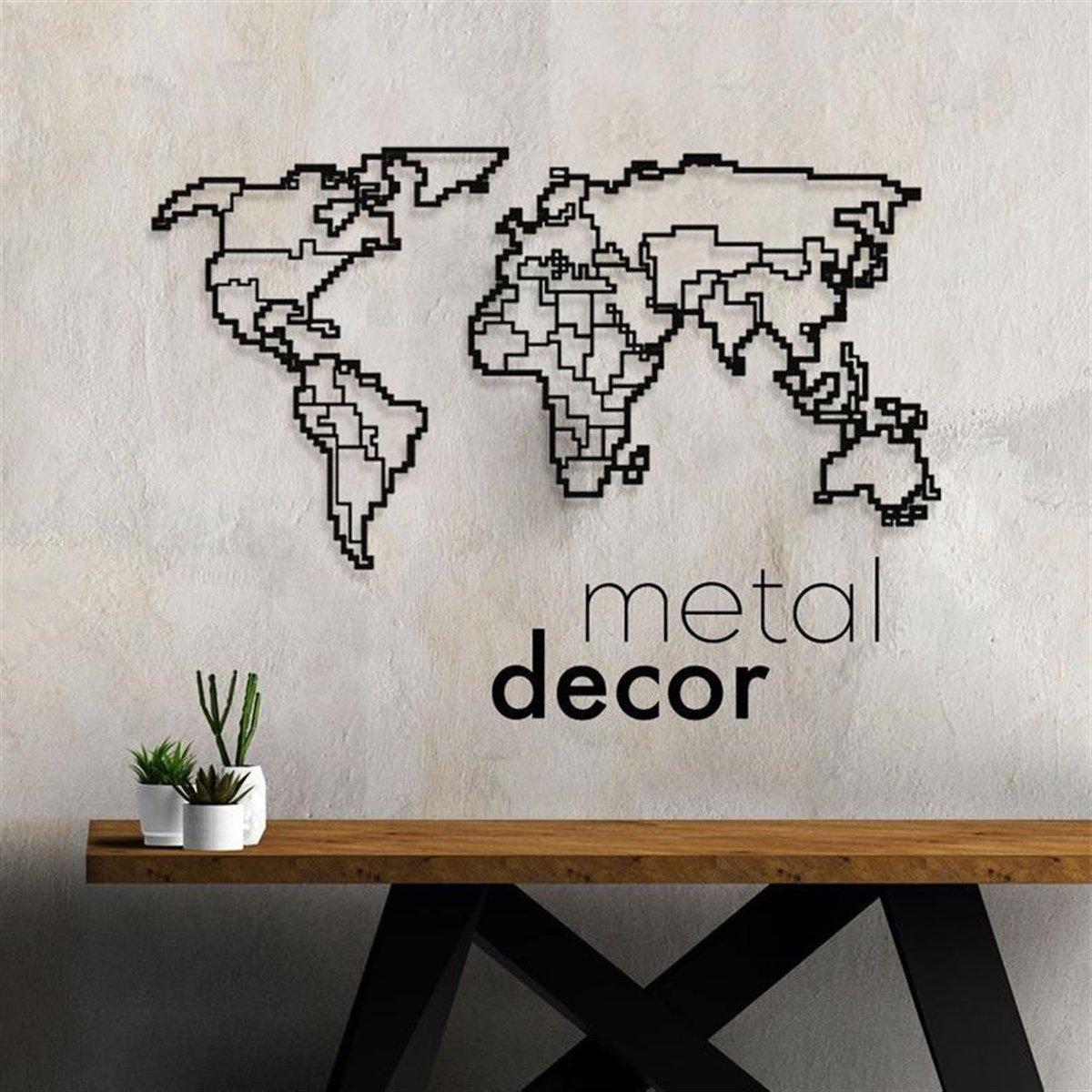 Carte Du Monde-18 Décoration Murale Metallique