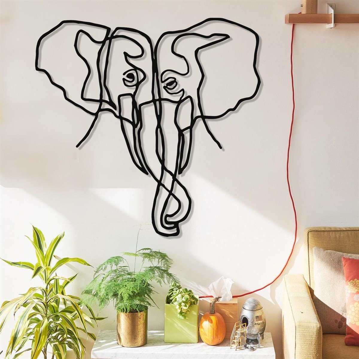Elephant Décoration Murale en Métal