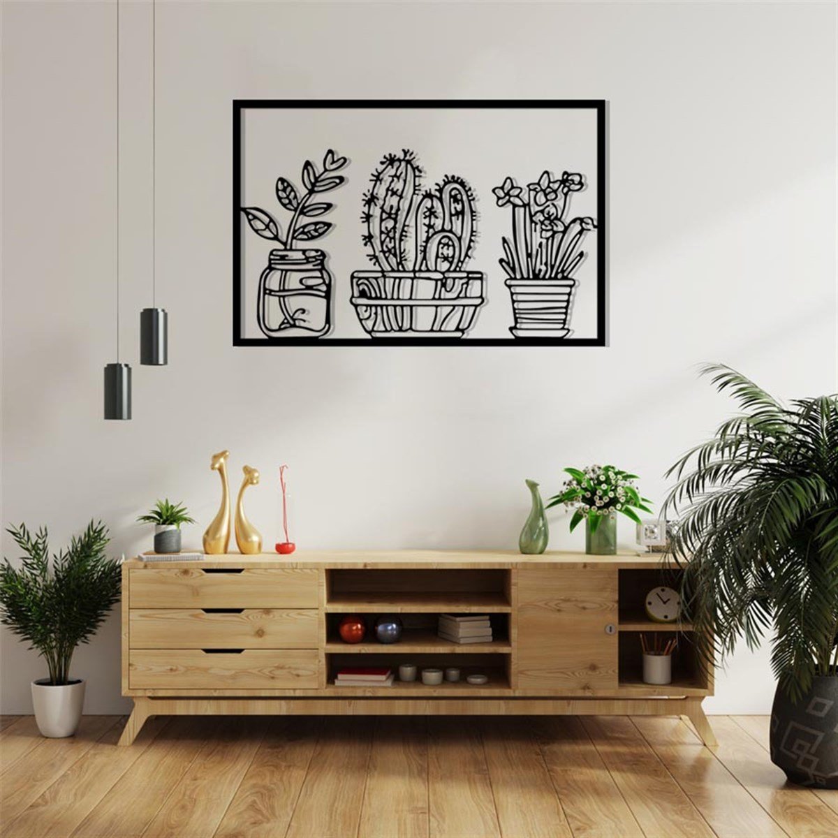 Ensemble de 3 cactus Décoration Murale Metallique