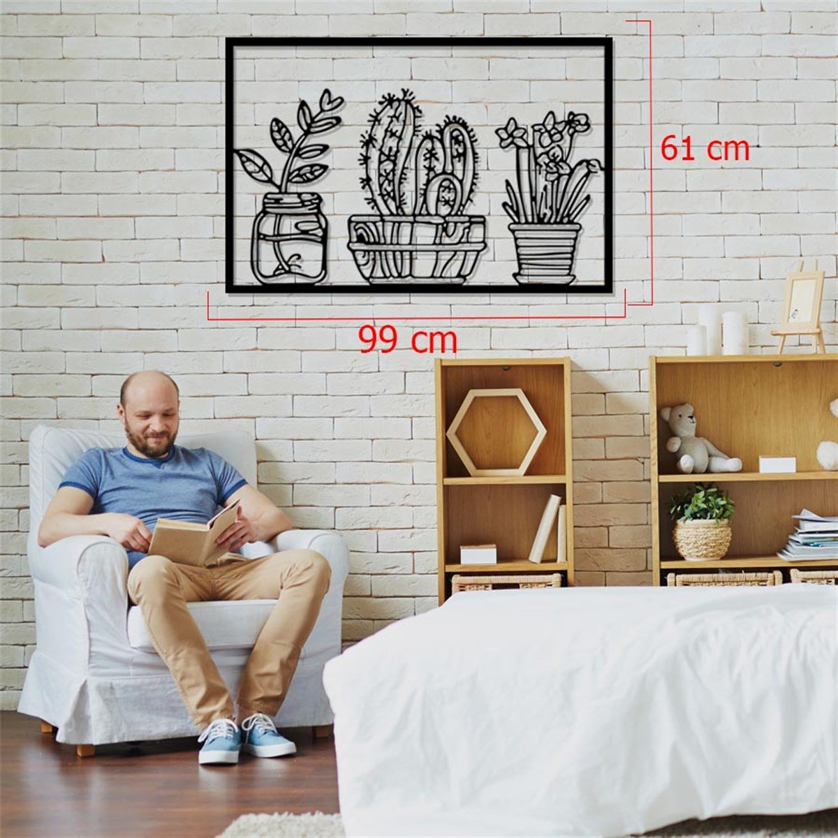 Ensemble de 3 cactus Décoration Murale Metallique