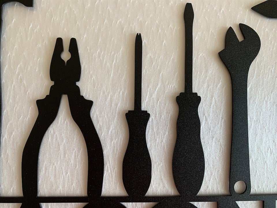 Kişiye Özel Alet Takımı Garaj İsimliği Metal Duvar Dekoru