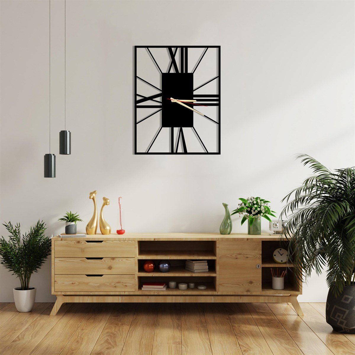 Rectangle Horloge Murale