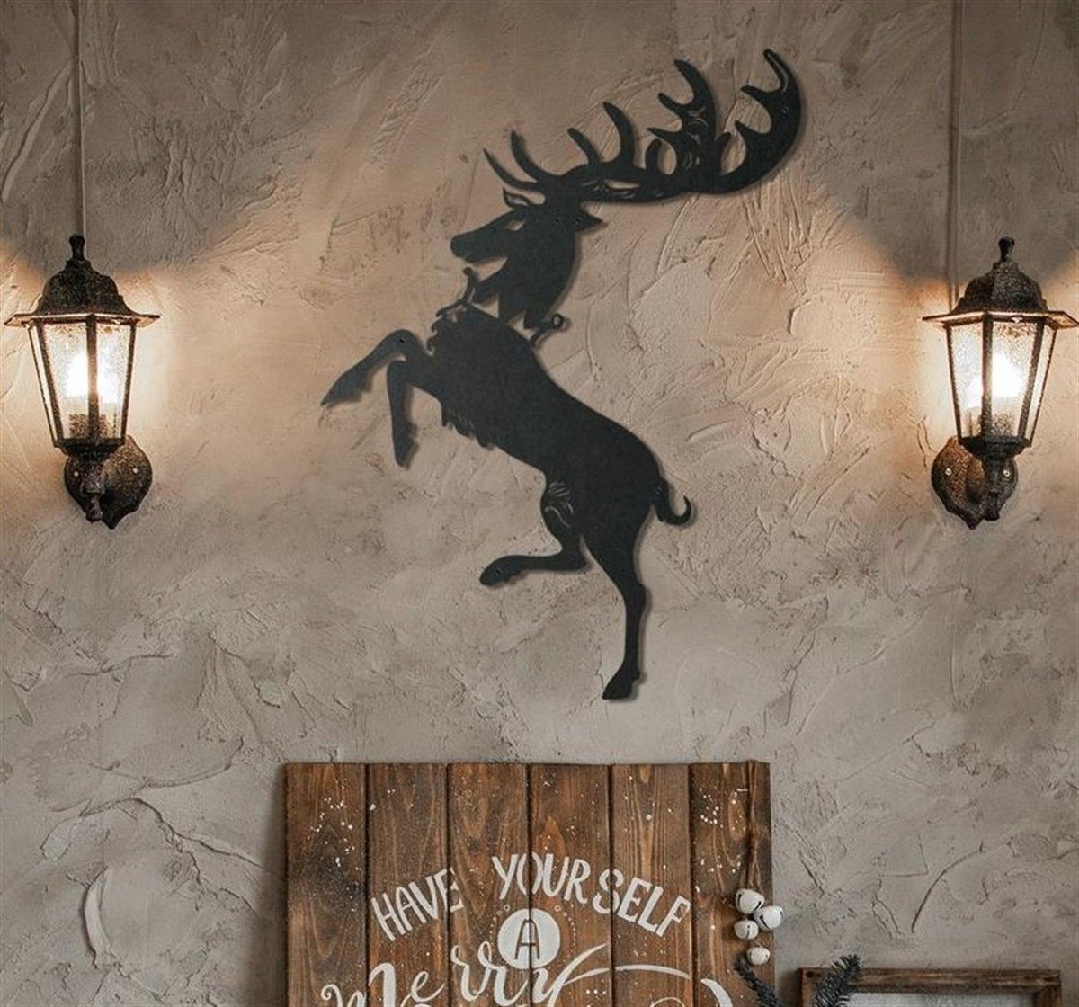Reindeer Décoration Murale en Métal