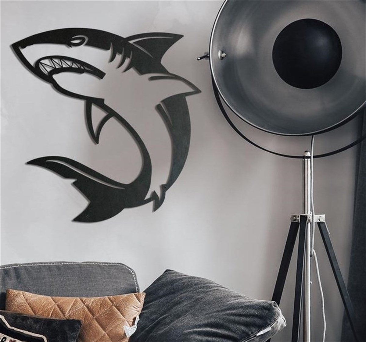 Shark Décoration Murale en Métal