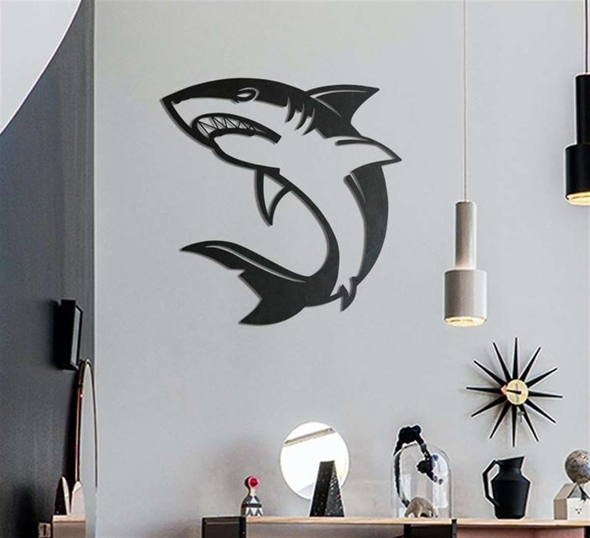 Shark Décoration Murale en Métal