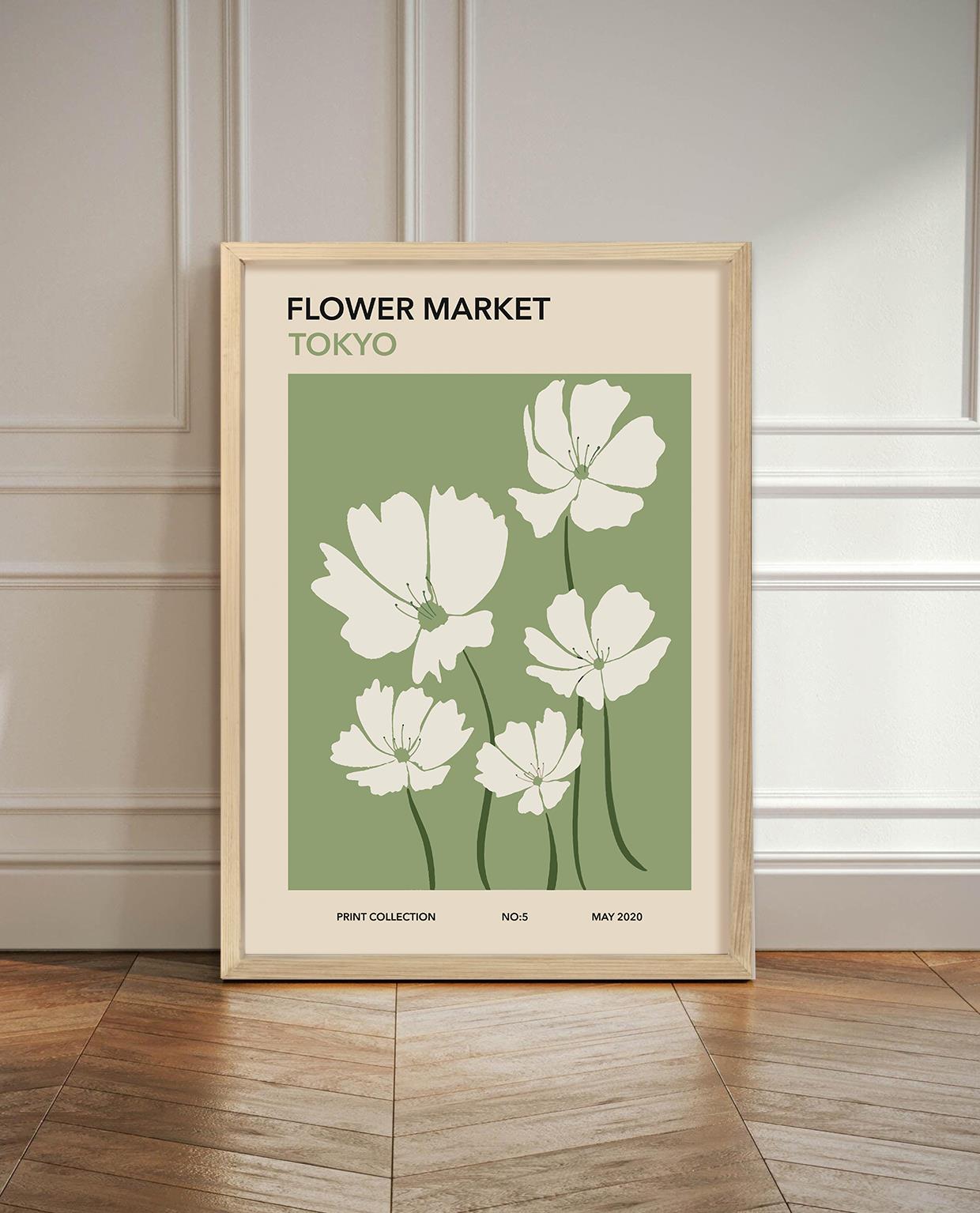 Flower Market Tokyo Çerçeveli Poster
