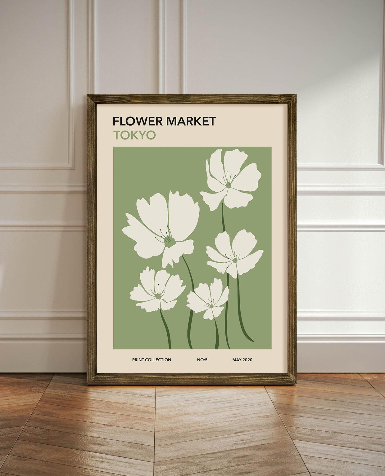 Flower Market Tokyo Çerçeveli Poster