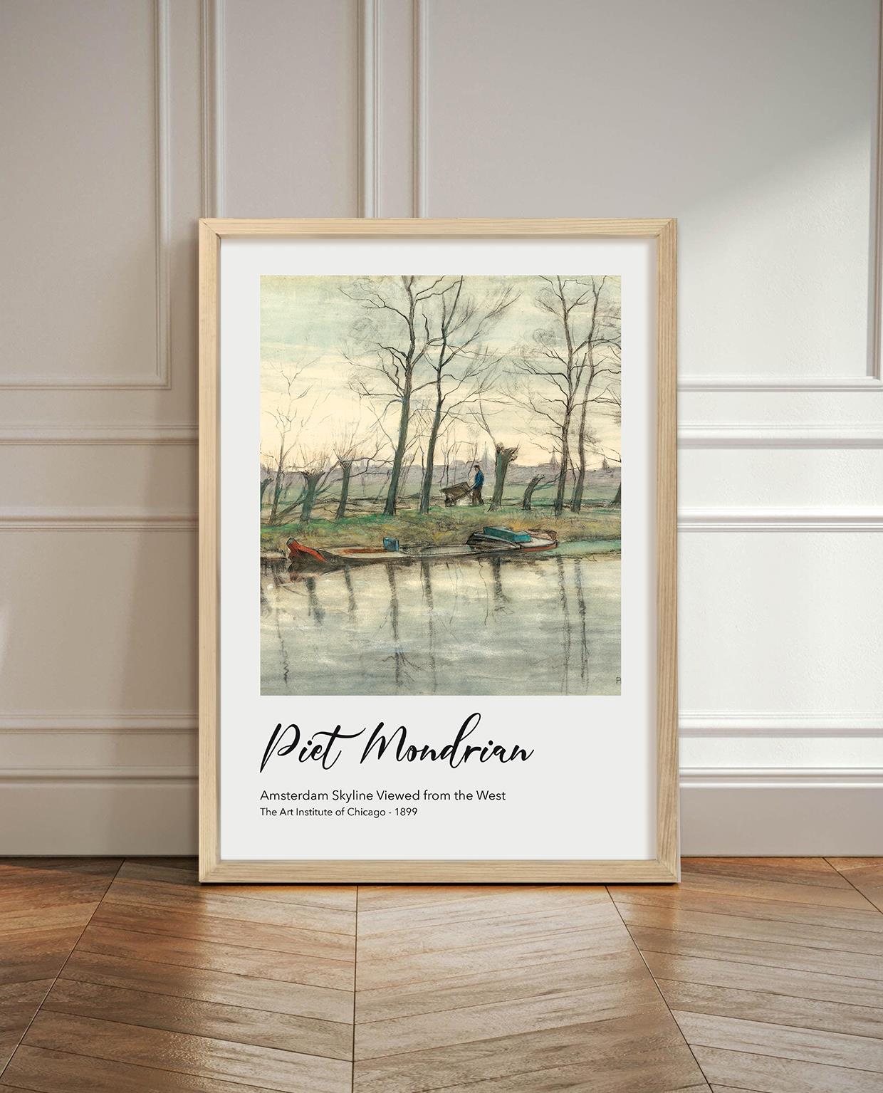 Piet Mondrian - Amsterdam Skyline Çerçeveli Tablo
