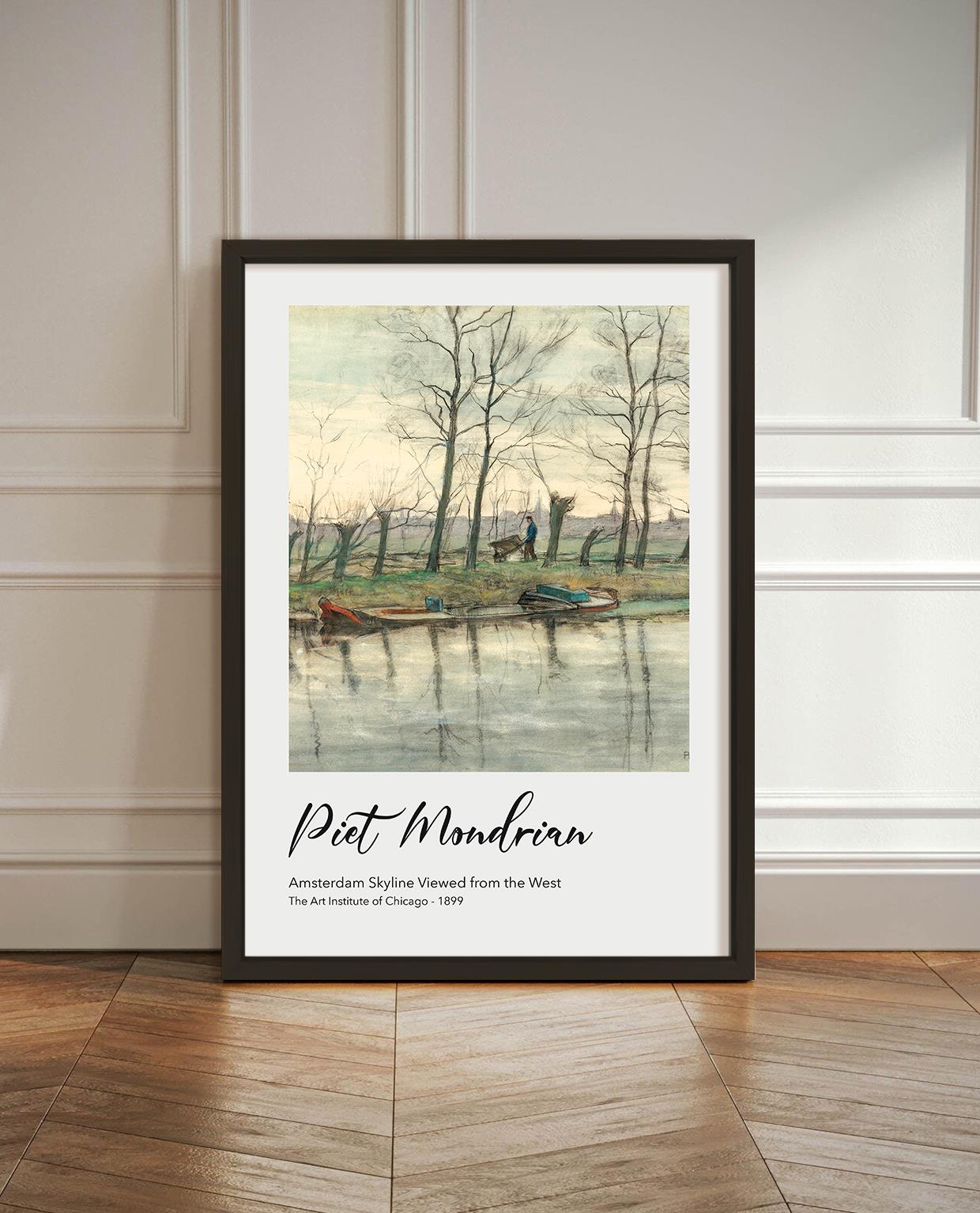 Piet Mondrian - Amsterdam Skyline Çerçeveli Tablo