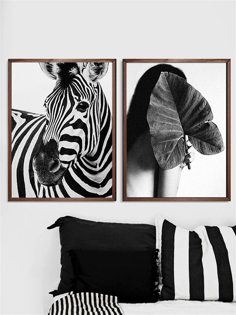 Zebra ve Kadın Çerçeveli Tablo Set