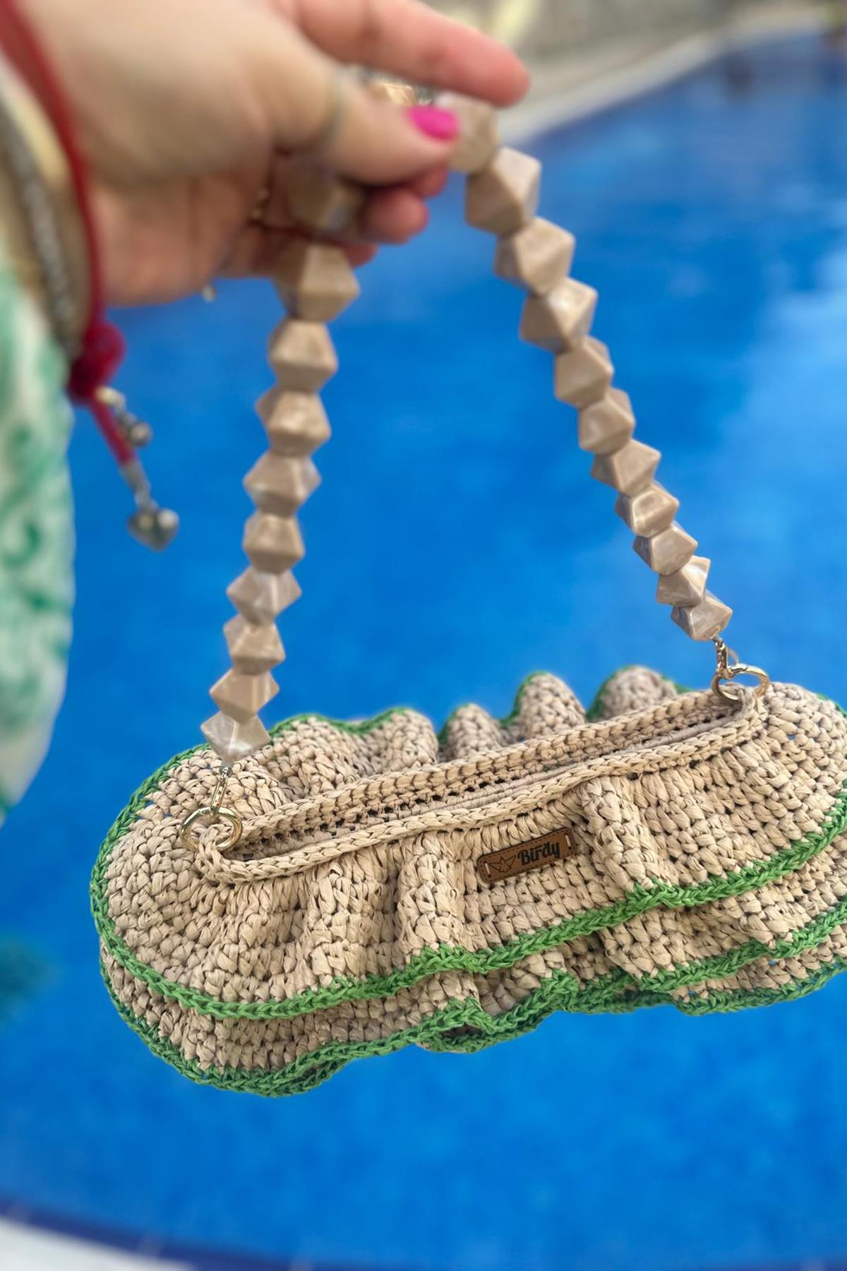 Mgebutik Bej El Yapımı Rafya İp Fırfırlı El ve Kol ÇantasıMgebutik Bej El Yapımı Rafya İp Fırfırlı El ve Kol Çantası