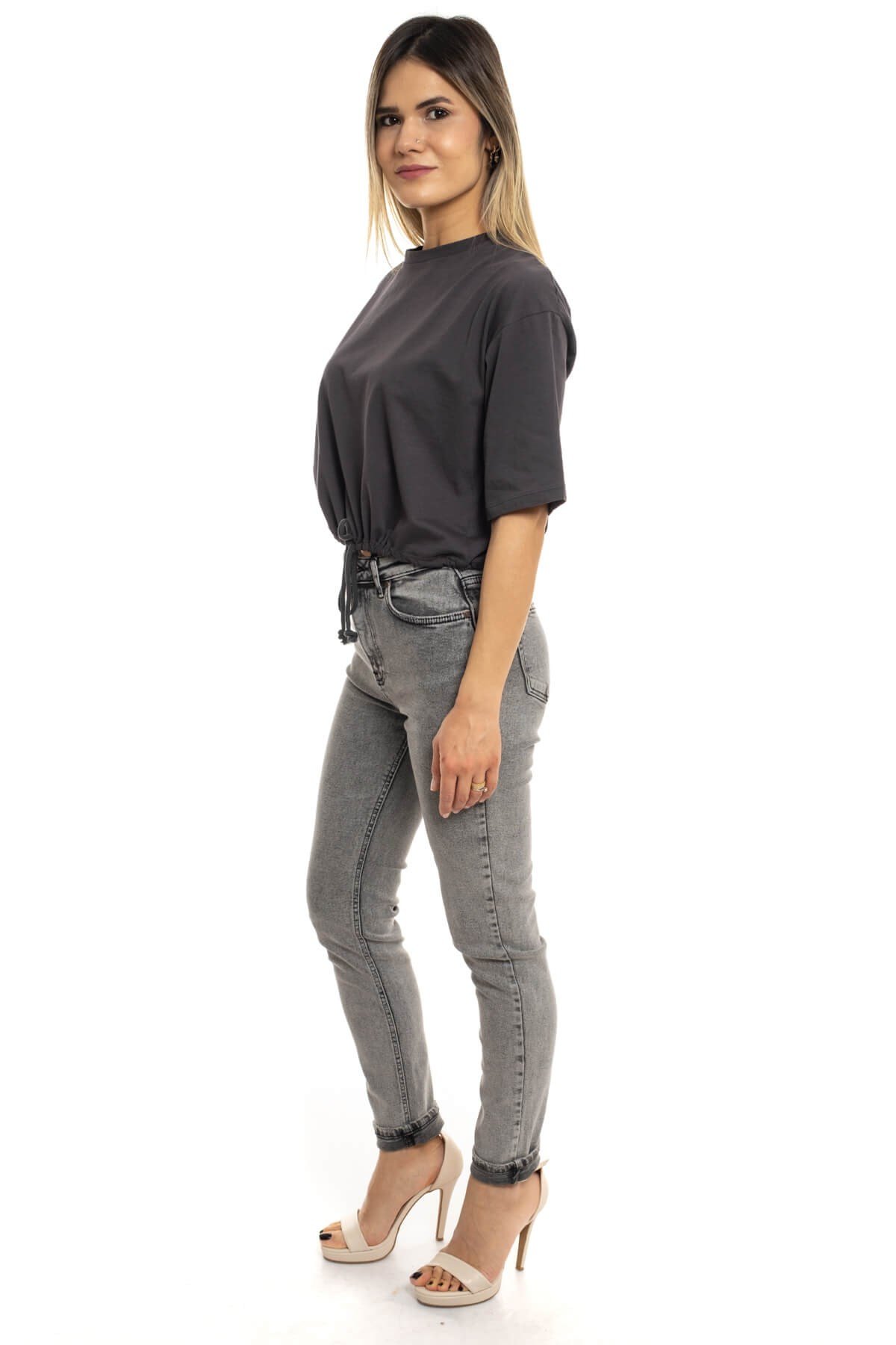 Mgetasarm Gri Skinny Jean Kadın LicralıMgetasarm Gri Skinny Jean Kadın Licralı