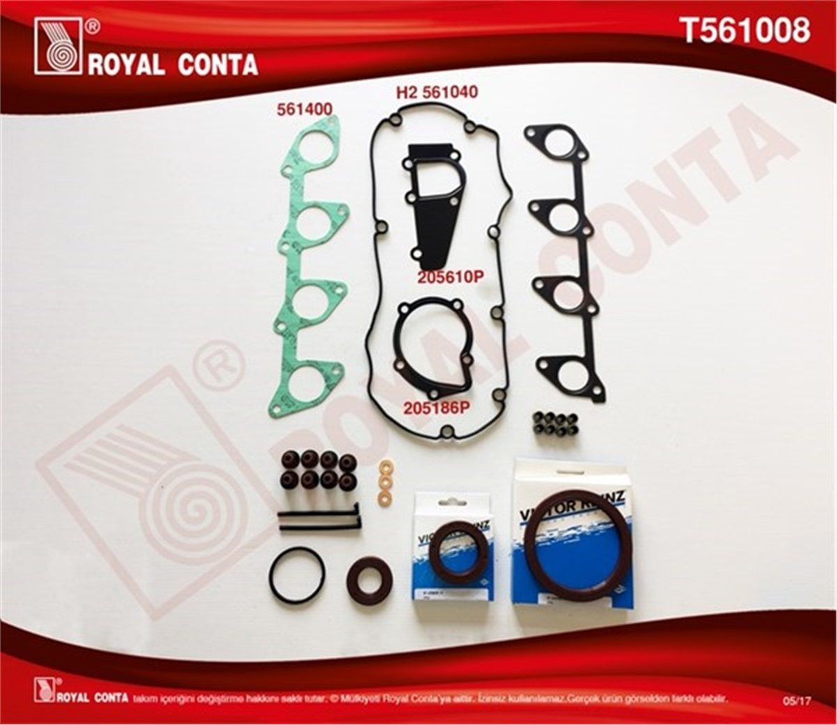 307MOTOR TAKIM CONTA REINZ KEÇELİ S.LASTİKLİ P307-P406-BOXER 2.0 HDİ SİLİNDİR KAPAK CONTASI SİZ ROYAL T561008ROYALROYAL T561008
