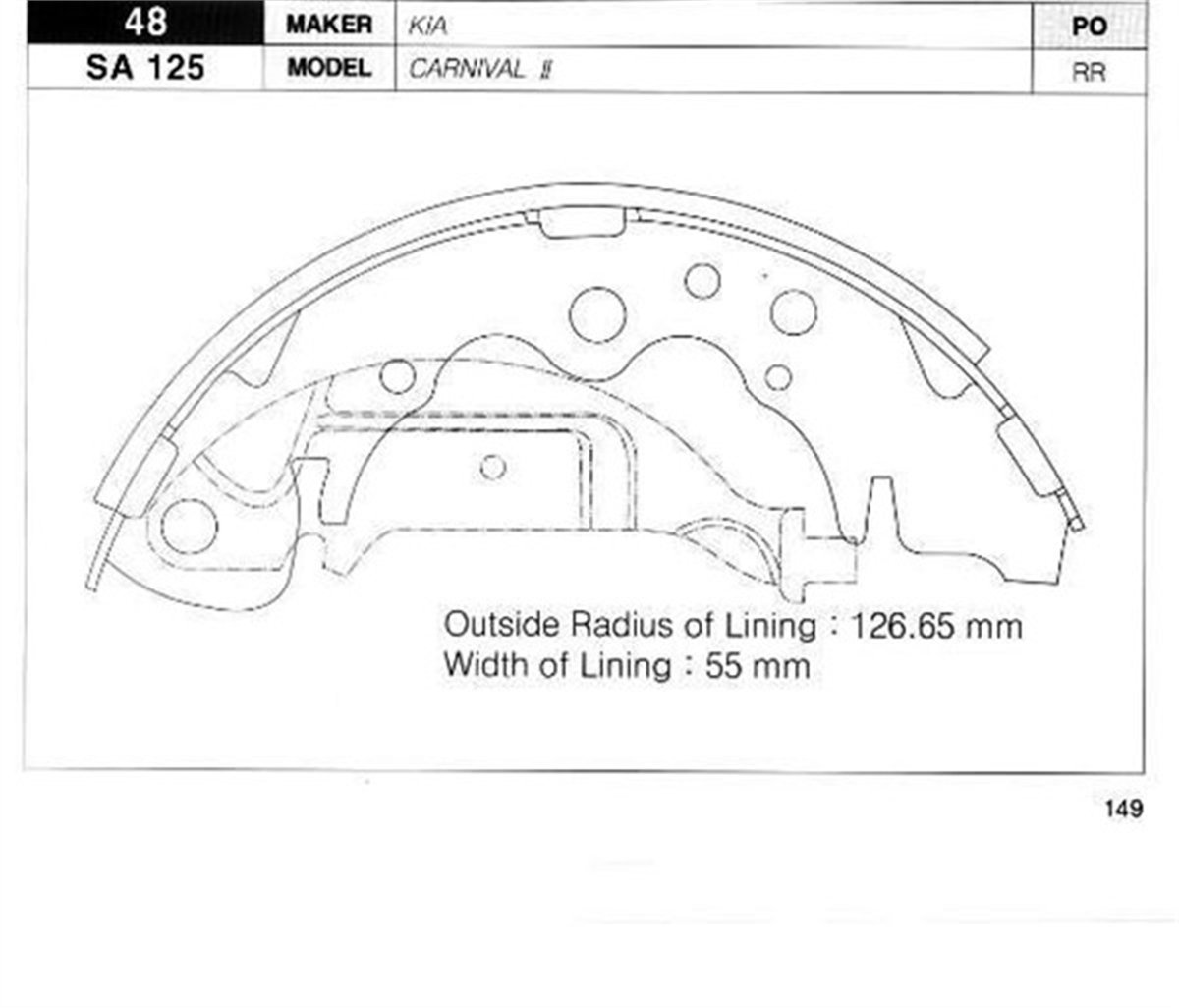 KIAPABUÇ BALATA ARKA KAMPANA KIA CARNIVAL-SEDONA 01-03 SANGSIN SA125SANGSINSANGSIN SA125