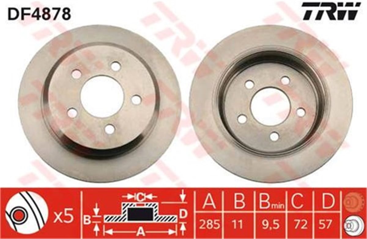 YEDEK PARÇAARKA FREN AYNASI GRAND CHEROKEE I 2.5TD-4.0I-5.2-5.2I-5.9I 91-99 TRW DF4878TRWTRW DF4878