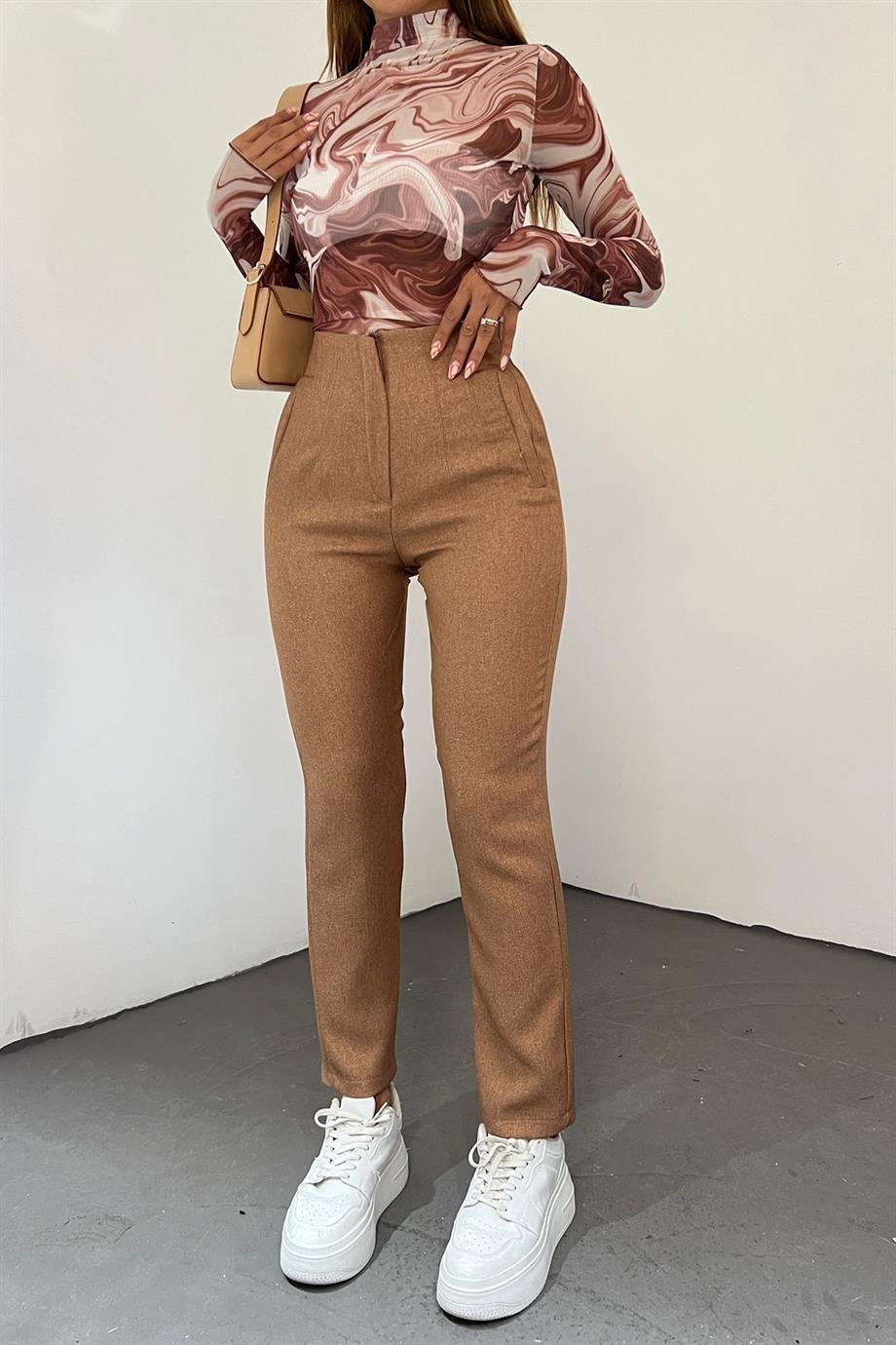 Hera Moda Kadın Açık Kahve Kışlık Zara Model Pantolon