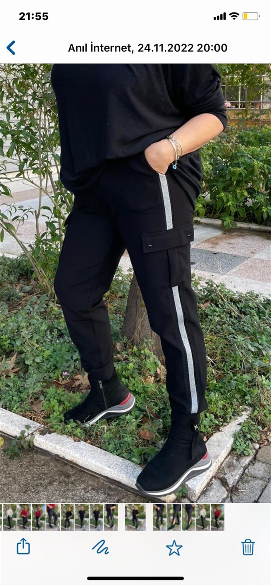 Yan Simli Şerit Punto Pantolon
